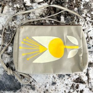 Vintage Leather Scandi Tulip Crossbody Purse handpainted!